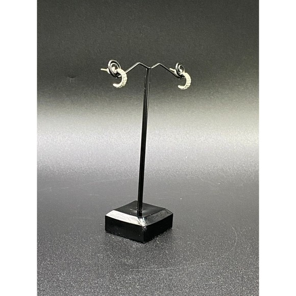 Half Hoop Earrings Crystal and Silver Tone VINTAGE - Picture 5 of 5